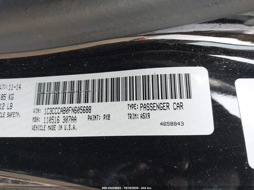 2015 CHRYSLER 200 LIMITED 1C3CCCAB0FN605688