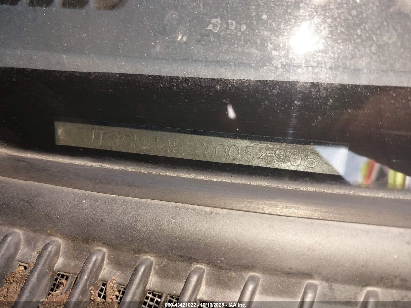 2000 Toyota 4Runner VIN: JT3GM84R3Y0054905 Lot: 43421022