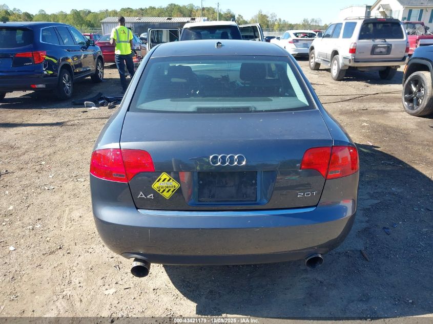 2007 Audi A4 2.0T VIN: WAUAF78E07A088691 Lot: 43421179