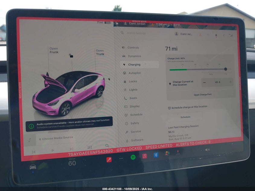 2022 Tesla Model Y Long Range Dual Motor All-Wheel Drive VIN: 7SAYGAEE5NF543820 Lot: 43421188