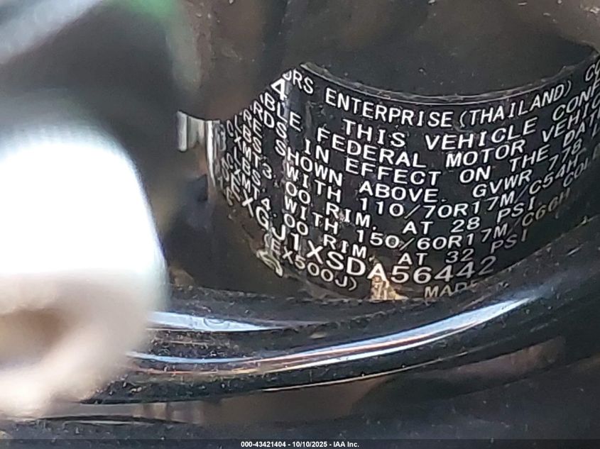 2025 Kawasaki Ex500 A/B VIN: ML5EXGJ1XSDA56442 Lot: 43421404