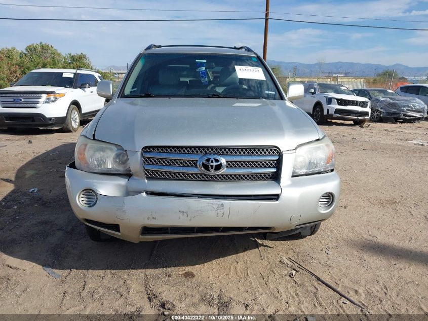 2006 Toyota Highlander Hybrid V6 VIN: JTEDW21A460016337 Lot: 43422322