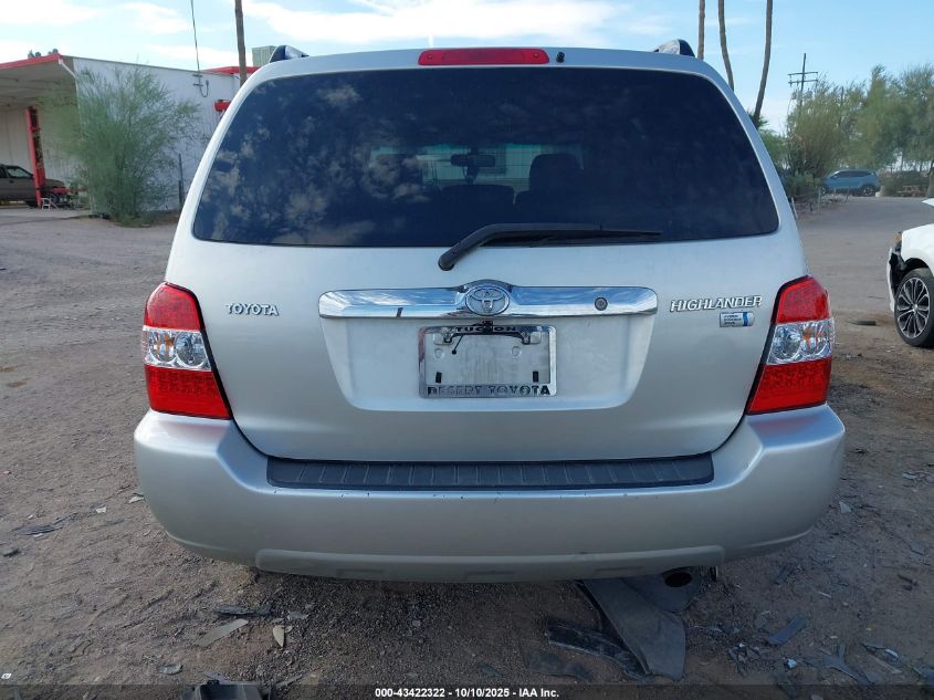 2006 Toyota Highlander Hybrid V6 VIN: JTEDW21A460016337 Lot: 43422322