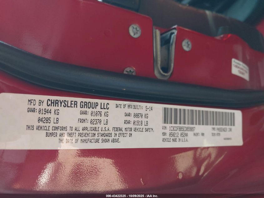 2014 Dodge Dart Sxt VIN: 1C3CDFBB5ED859897 Lot: 43422325