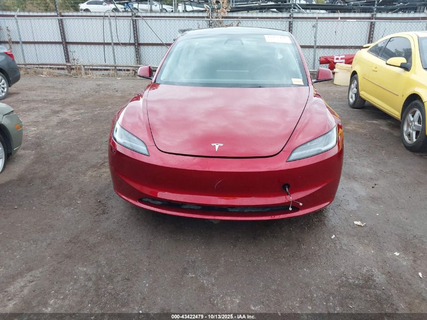 2025 Tesla Model 3 Long Range Rear-Wheel Drive VIN: 5YJ3E1EA3SF879262 Lot: 43422479