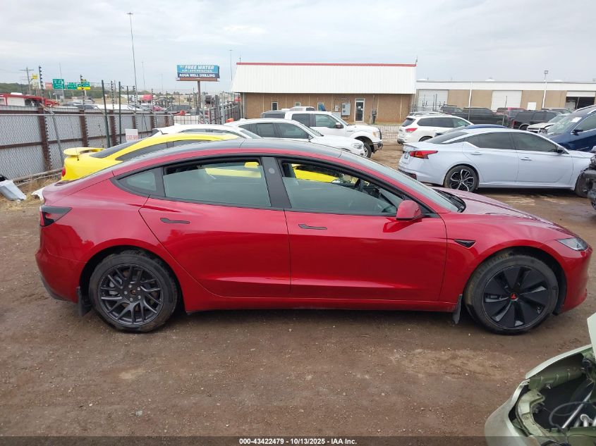 2025 Tesla Model 3 Long Range Rear-Wheel Drive VIN: 5YJ3E1EA3SF879262 Lot: 43422479
