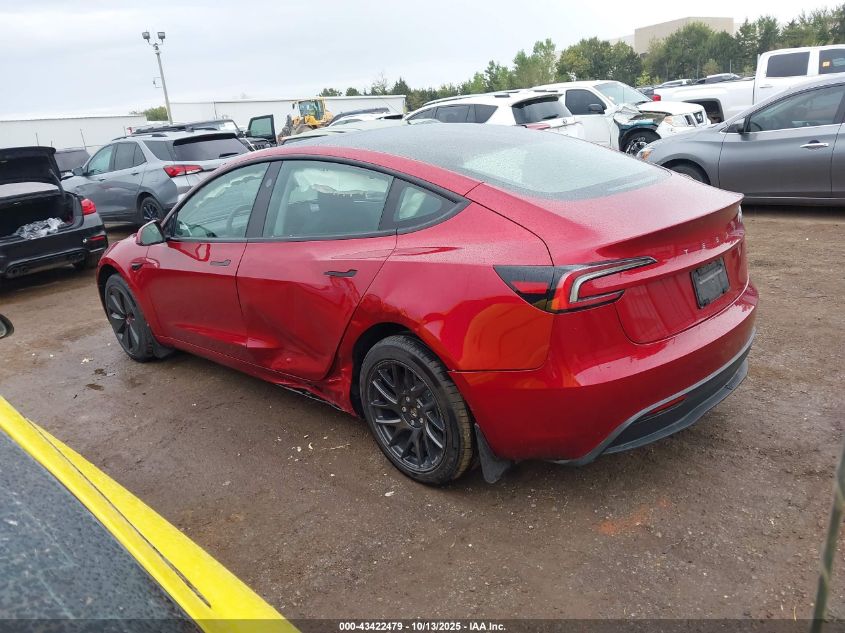 2025 Tesla Model 3 Long Range Rear-Wheel Drive VIN: 5YJ3E1EA3SF879262 Lot: 43422479