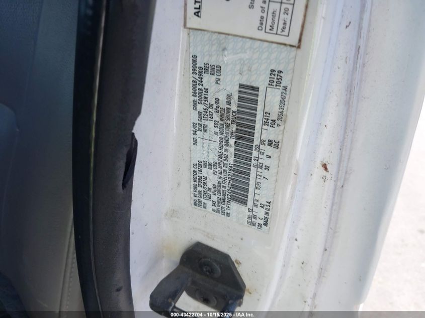 2002 Ford E-250 VIN: 1FTNE24242HB31841 Lot: 43422704