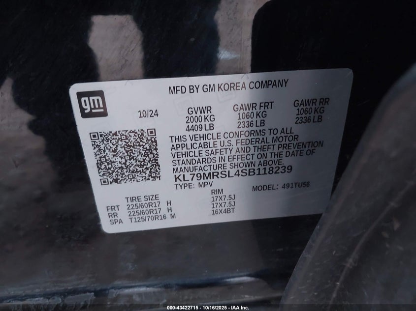 KL79MRSL4SB118239 2025 CHEVROLET TRAILBLAZER photo no. 9