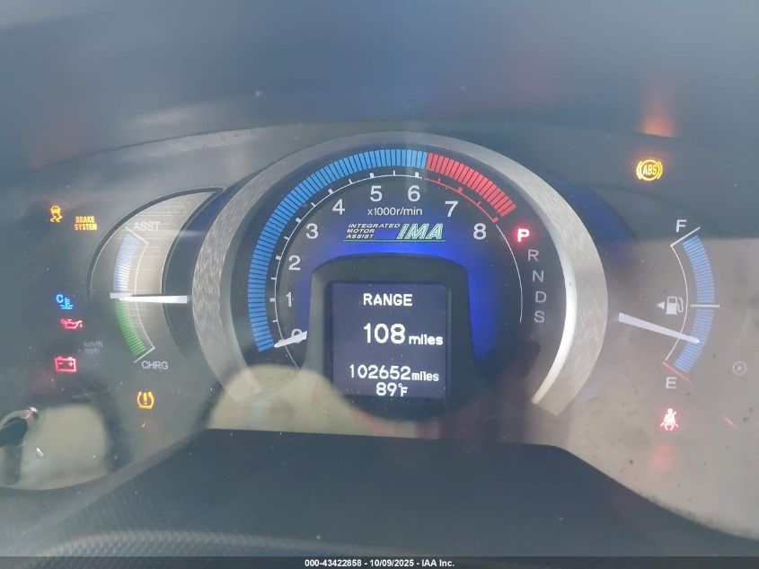 2010 Honda Insight Ex VIN: JHMZE2H79AS023819 Lot: 43422858