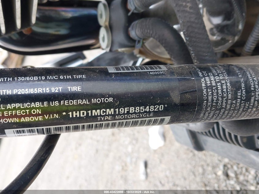 2015 Harley-Davidson Flrt Free Wheeler VIN: 1HD1MCM19FB854820 Lot: 43422898