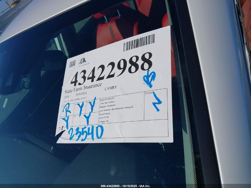 2024 Toyota Camry Xse VIN: 4T1K61AK9RU247435 Lot: 43422988