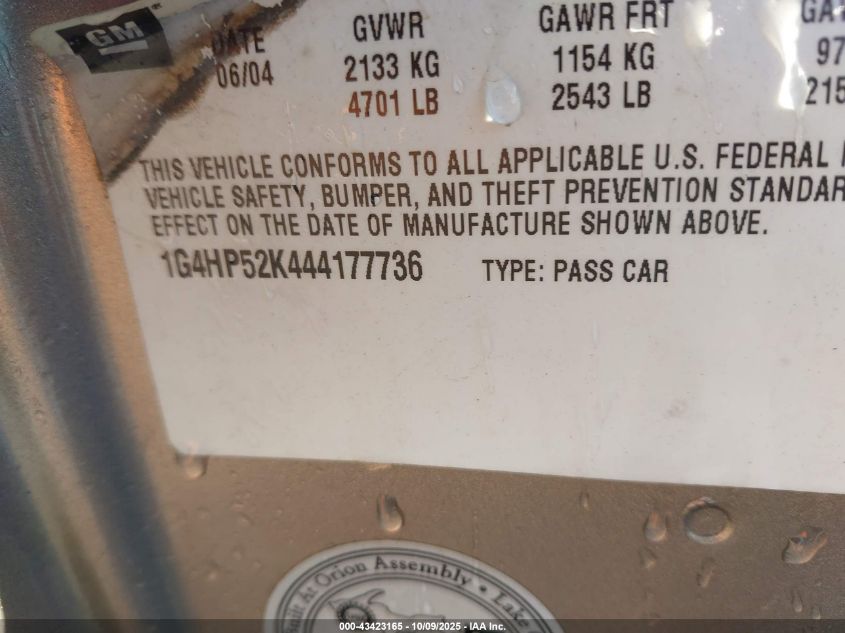 2004 Buick Lesabre Custom VIN: 1G4HP52K444177736 Lot: 43423165