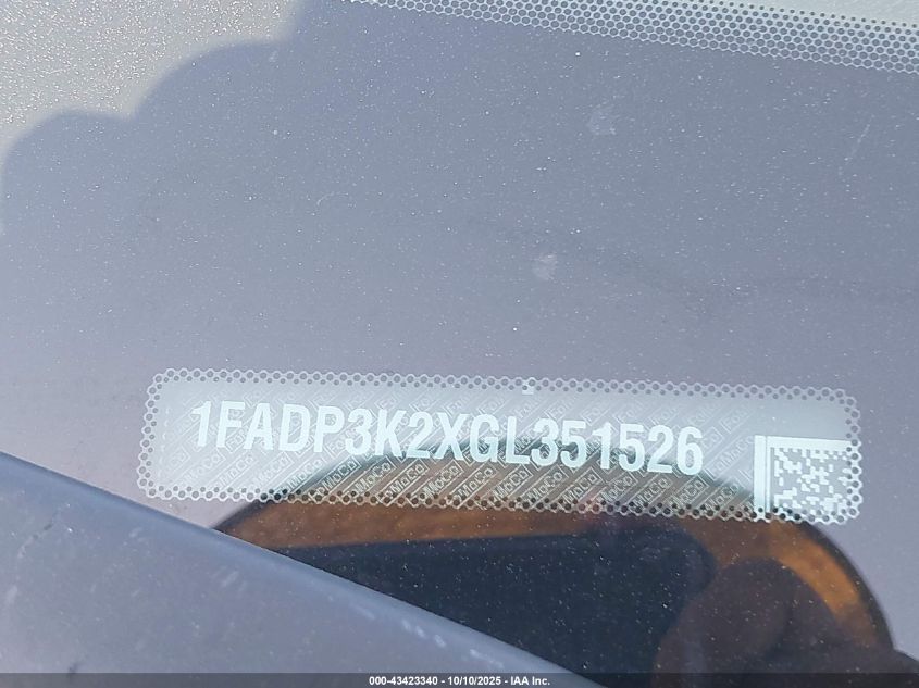 2016 Ford Focus Se VIN: 1FADP3K2XGL351526 Lot: 43423340