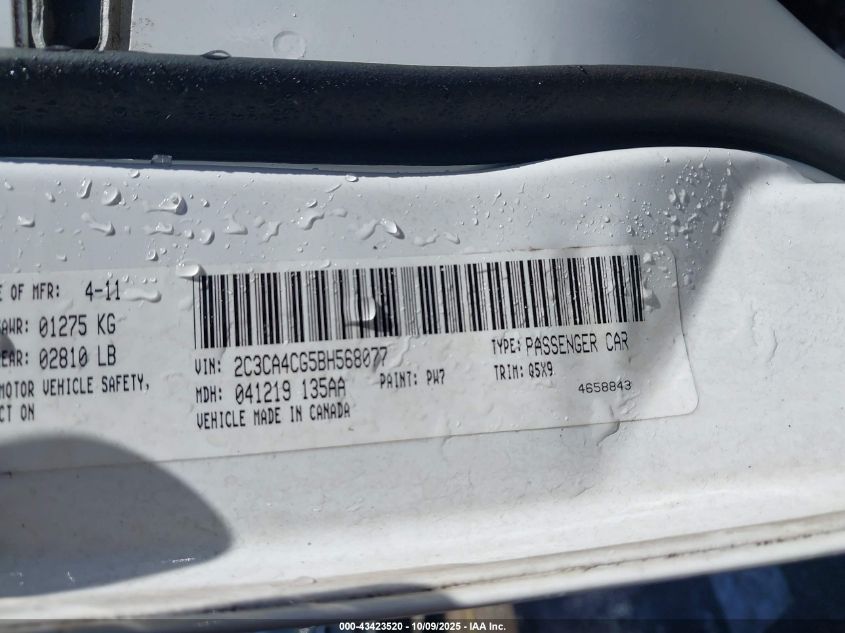 2011 Chrysler 300 VIN: 2C3CA4CG5BH568077 Lot: 43423520