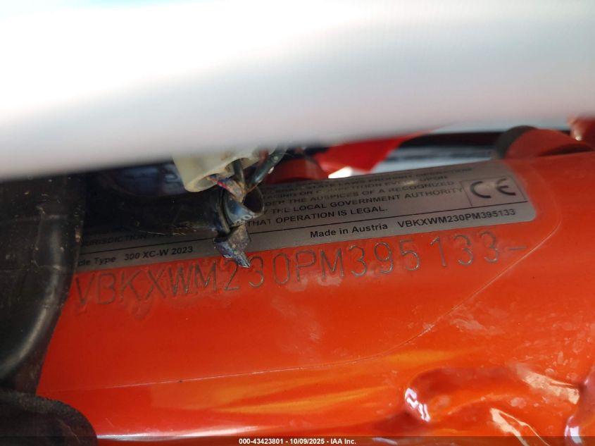 2023 Ktm 300 Xc-W Tpi VIN: VBKXWM230PM395133 Lot: 43423801