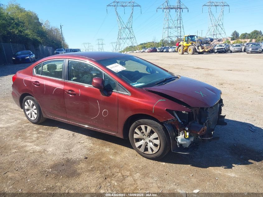 2012 Honda Civic Lx VIN: 19XFB2F59CE327186 Lot: 43424003