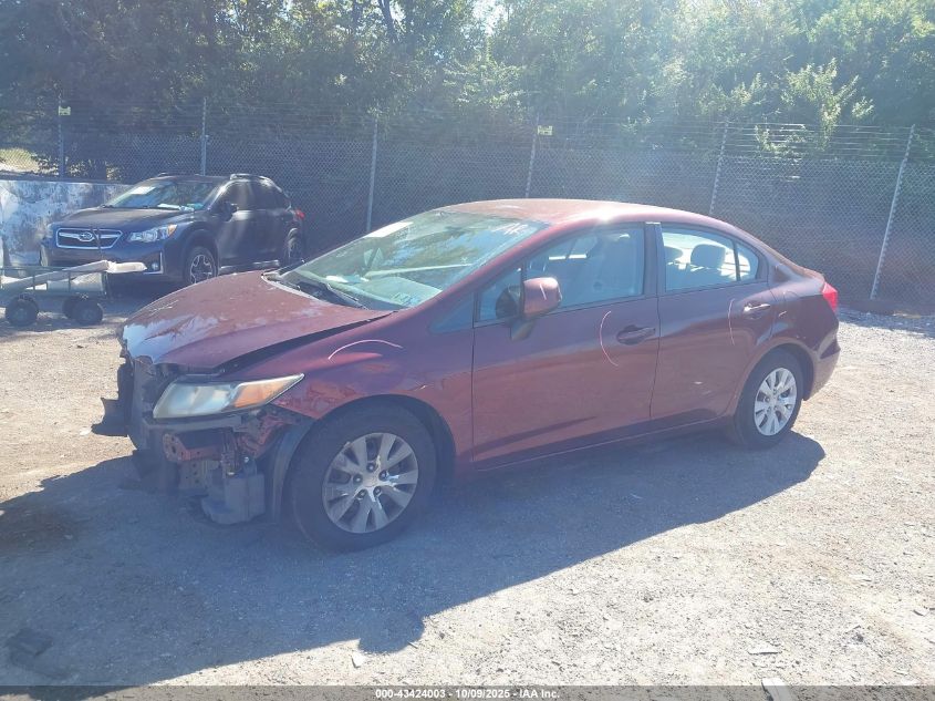 2012 Honda Civic Lx VIN: 19XFB2F59CE327186 Lot: 43424003