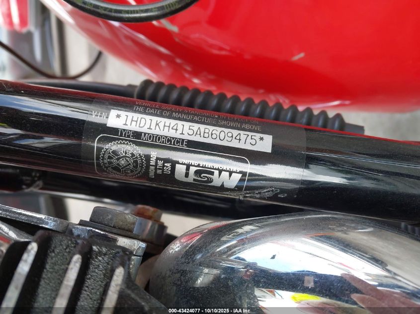 2010 Harley-Davidson Fltrx VIN: 1HD1KH415AB609475 Lot: 43424077