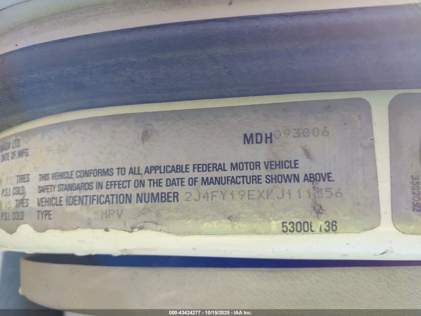 2J4FY19EXKJ111356 1989 JEEP WRANGLER photo no. 9