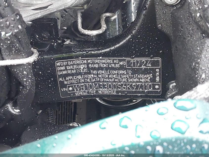 2025 BMW R 1300 Gs Adventure VIN: WB10M3300S6K97110 Lot: 43424398