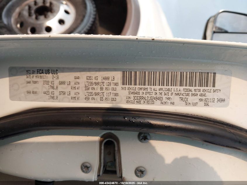 2018 Ram 3500 Laramie Longhorn 4X4 6'4 Box VIN: 3C63RRNL2JG249463 Lot: 43424670