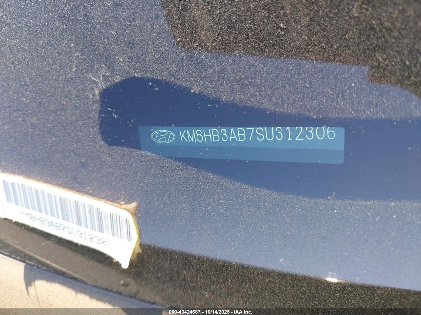 2025 Hyundai Kona Sel VIN: KM8HB3AB7SU312306 Lot: 43424687