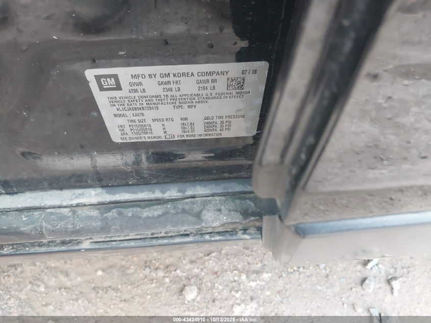 2019 Buick Encore Fwd Preferred VIN: KL4CJASB9KB729419 Lot: 43424910