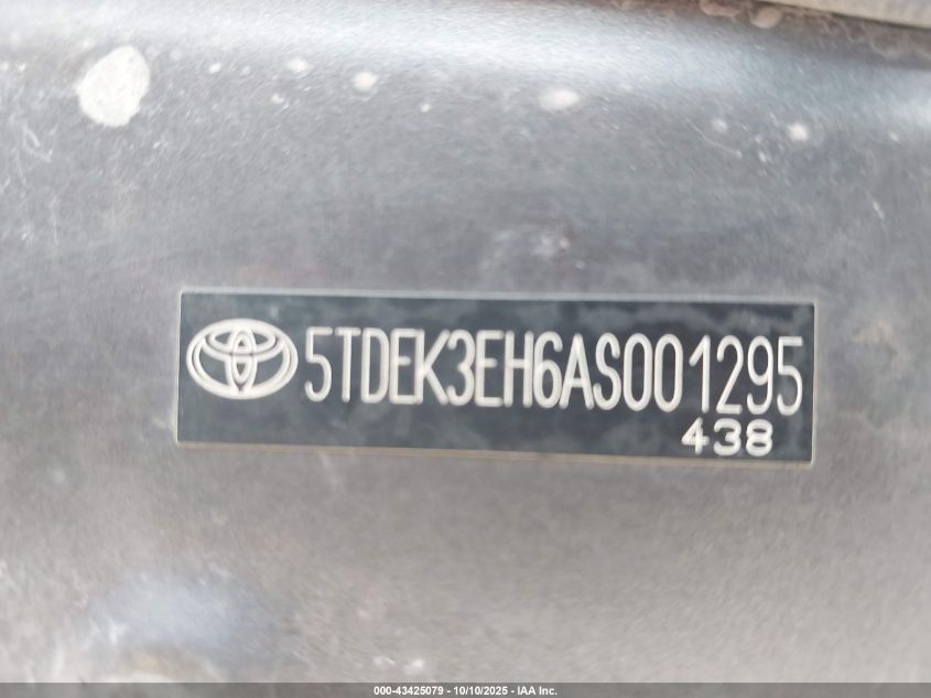 2010 Toyota Highlander Sport V6 VIN: 5TDEK3EH6AS001295 Lot: 43425079