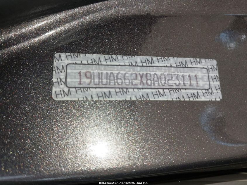 2008 Acura Tl 3.2 VIN: 19UUA662X8A023111 Lot: 43425157