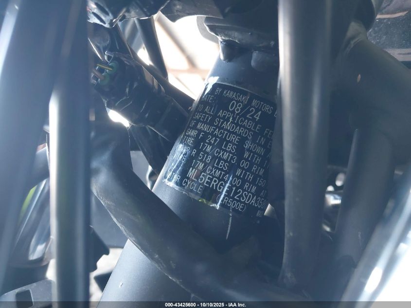 2025 Kawasaki Er500 VIN: ML5ERGE12SDA35802 Lot: 43425600
