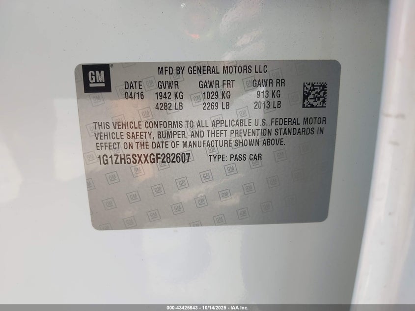 1G1ZH5SXXGF282607 2016 CHEVROLET MALIBU photo no. 9