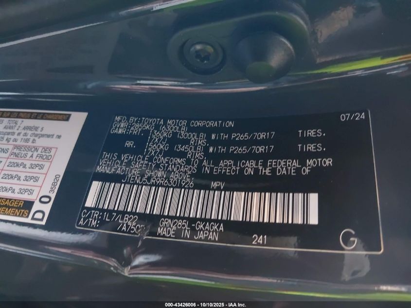 2024 TOYOTA 4RUNNER SR5 PREMIUM JTENU5JR9R6301926