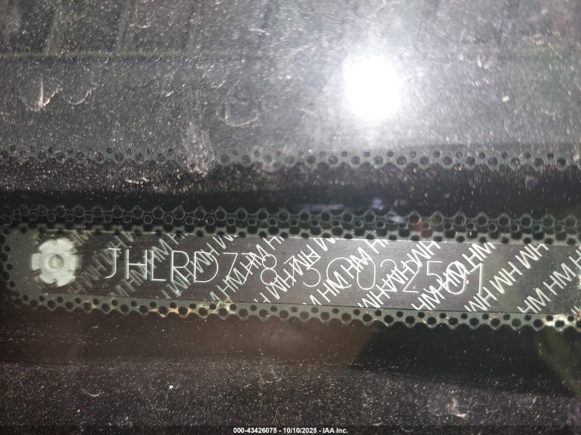 2003 Honda Cr-V Ex VIN: JHLRD77813C022501 Lot: 43426075