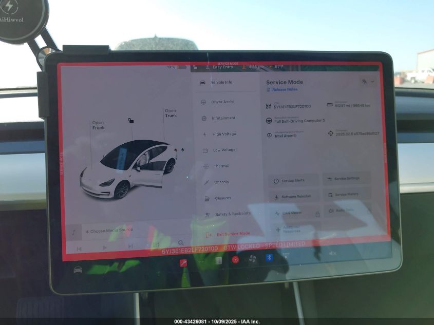 2020 Tesla Model 3 Long Range Dual Motor All-Wheel Drive VIN: 5YJ3E1EB2LF720100 Lot: 43426081