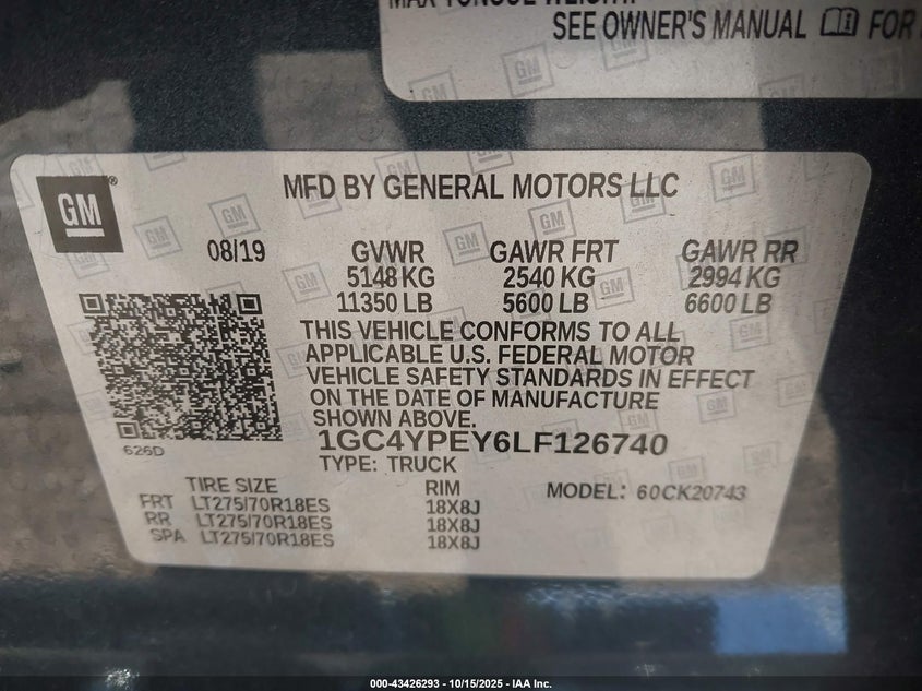 1GC4YPEY6LF126740 2020 CHEVROLET SILVERADO photo no. 8
