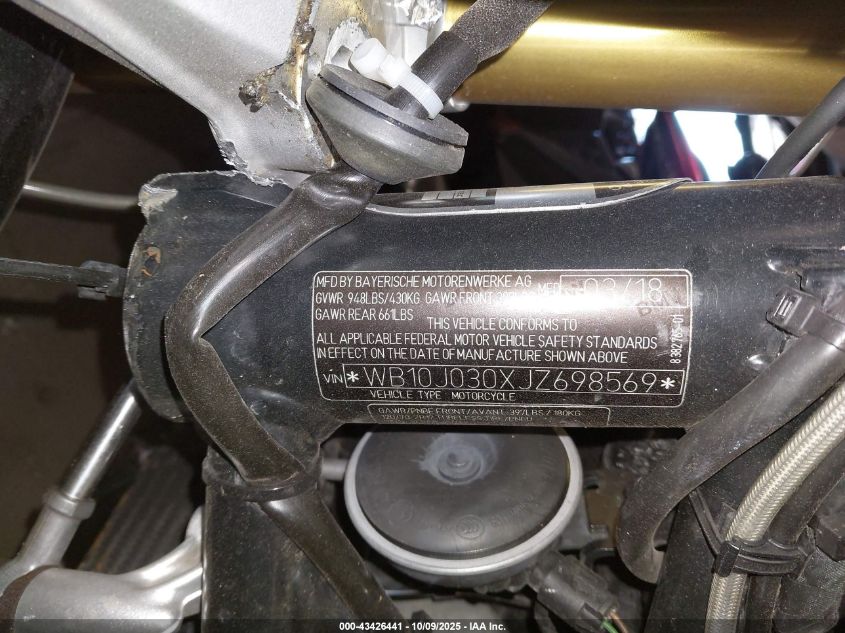 2018 BMW R Nine T VIN: WB10J030XJZ698569 Lot: 43426441