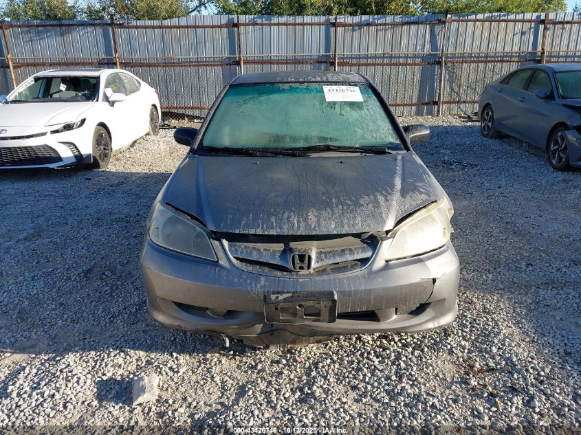 2005 Honda Civic Lx VIN: 2HGES16655H529790 Lot: 43426746