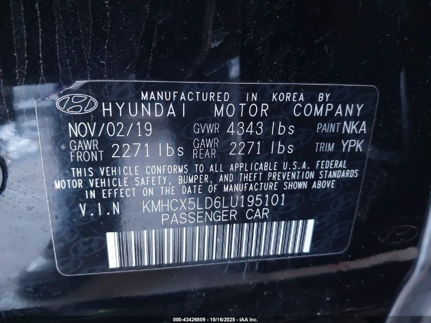 2020 HYUNDAI IONIQ PLUG-IN HYBRID LIMITED KMHCX5LD6LU195101
