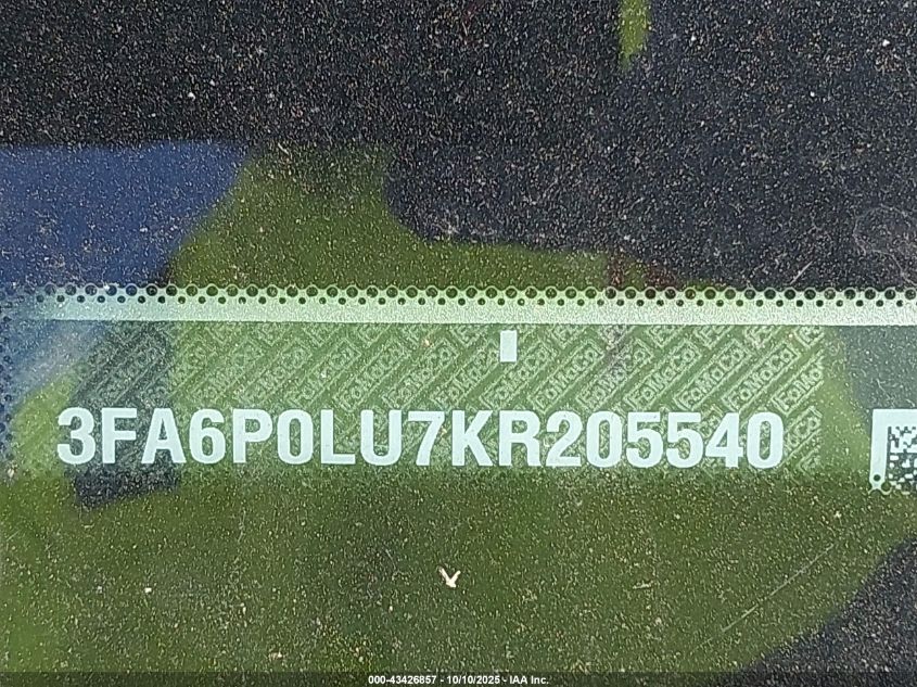2019 Ford Fusion Hybrid Se VIN: 3FA6P0LU7KR205540 Lot: 43426857