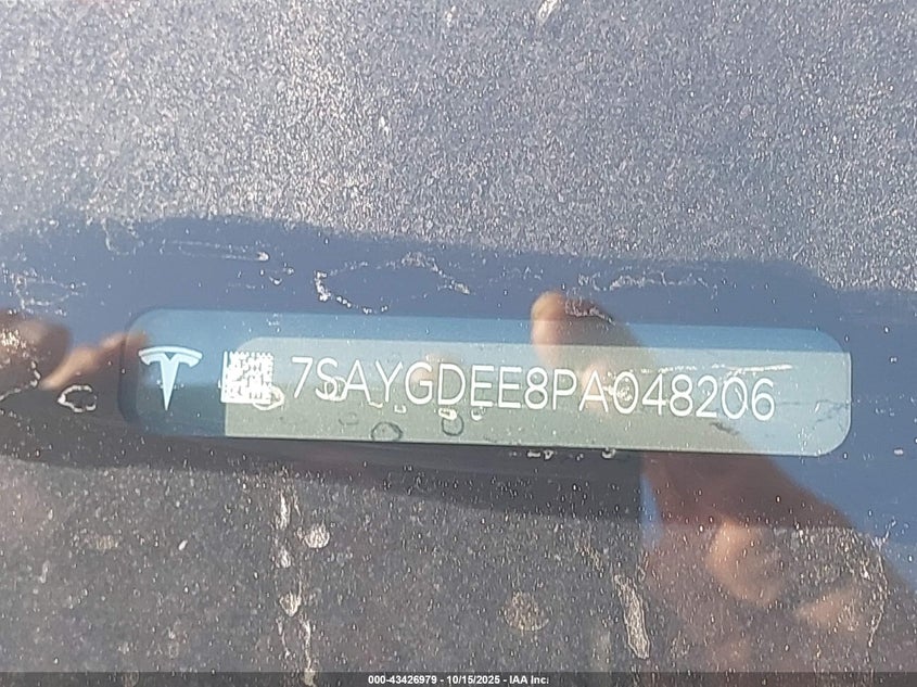 2023 Tesla Model Y Awd/Long Range Dual Motor All-Wheel Drive VIN: 7SAYGDEE8PA048206 Lot: 43426979