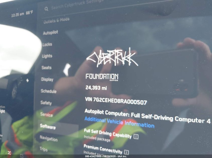 2024 Tesla Cybertruck VIN: 7G2CEHED8RA000507 Lot: 43427085