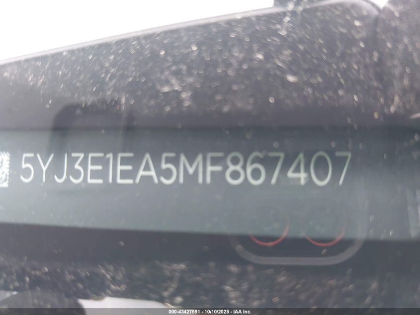 2021 Tesla Model 3 Standard Range Plus Rear-Wheel Drive VIN: 5YJ3E1EA5MF867407 Lot: 43427591