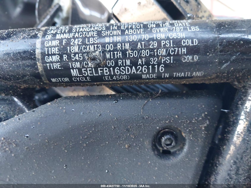 2025 Kawasaki El450 B VIN: ML5ELFB16SDA26116 Lot: 43427750