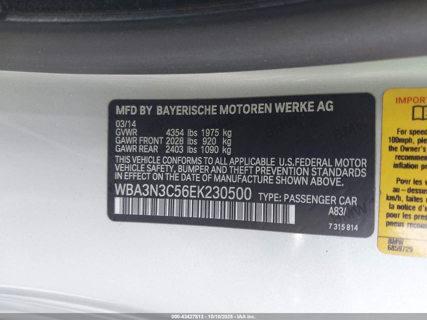2014 BMW 428I WBA3N3C56EK230500