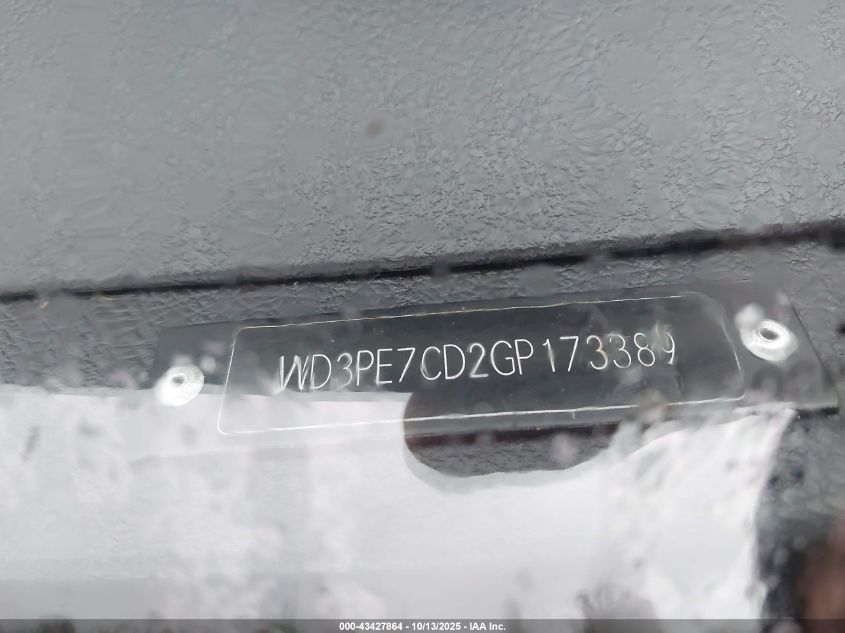 2016 Mercedes-Benz Sprinter 2500 Normal Roof VIN: WD3PE7CD2GP173389 Lot: 43427864