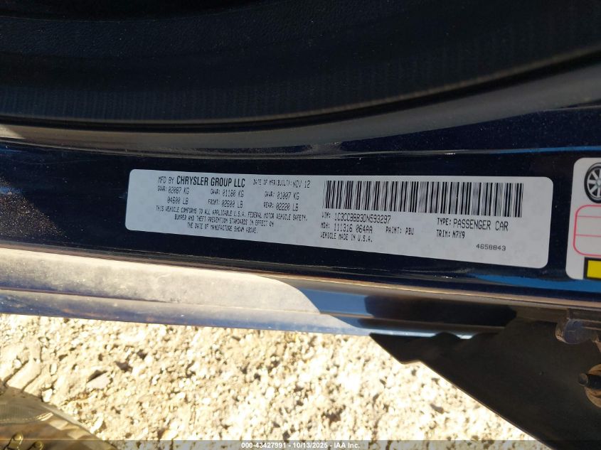 2013 Chrysler 200 Touring VIN: 1C3CCBBB3DN593297 Lot: 43427991