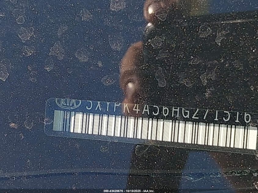 2017 Kia Sorento 3.3L Sxl VIN: 5XYPK4A56HG271516 Lot: 43428676