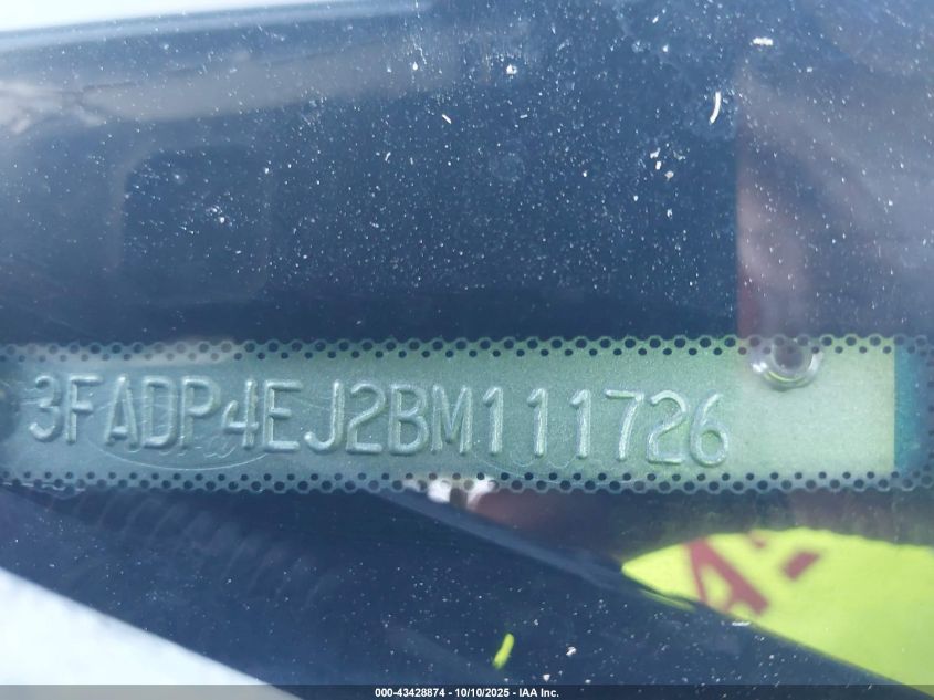 2011 Ford Fiesta Se VIN: 3FADP4EJ2BM111726 Lot: 43428874