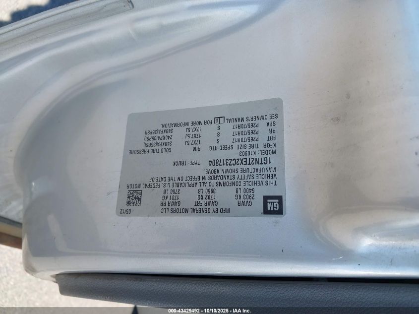 2012 GMC Sierra 1500 Work Truck VIN: 1GTN2TEX2CZ317804 Lot: 43429492